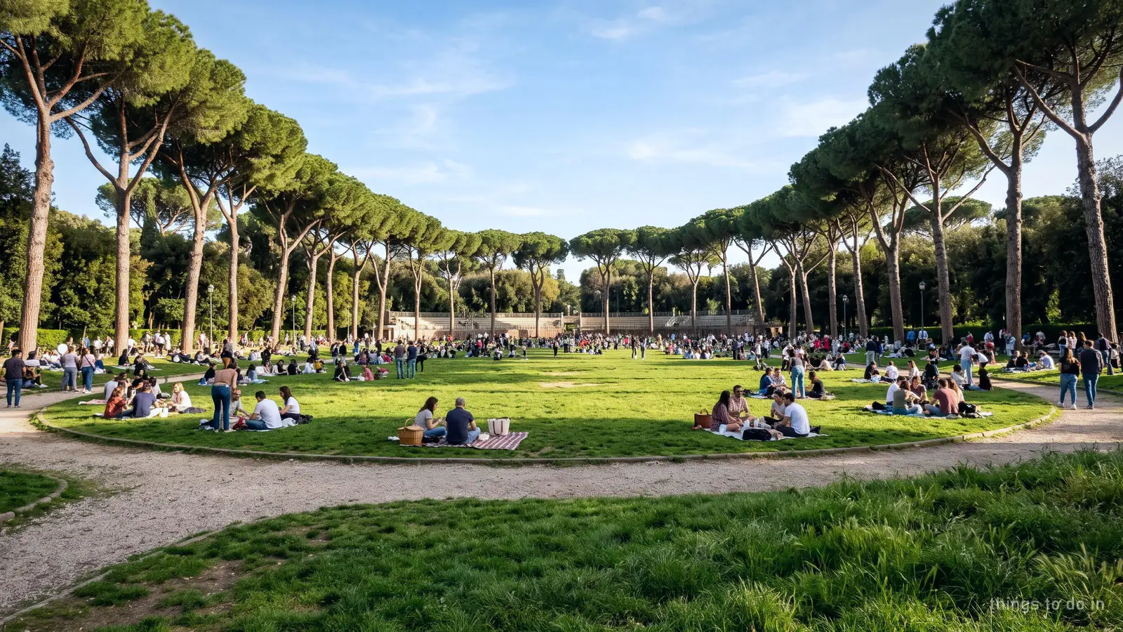 Piazza di Siena, the pine-ringed oval in Villa Borghese park